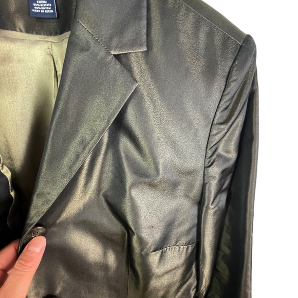 Ann Taylor 100% Silk Chocolate Brown Bronze Blazer Jacket Career Coat Classic - Picture 10 of 14